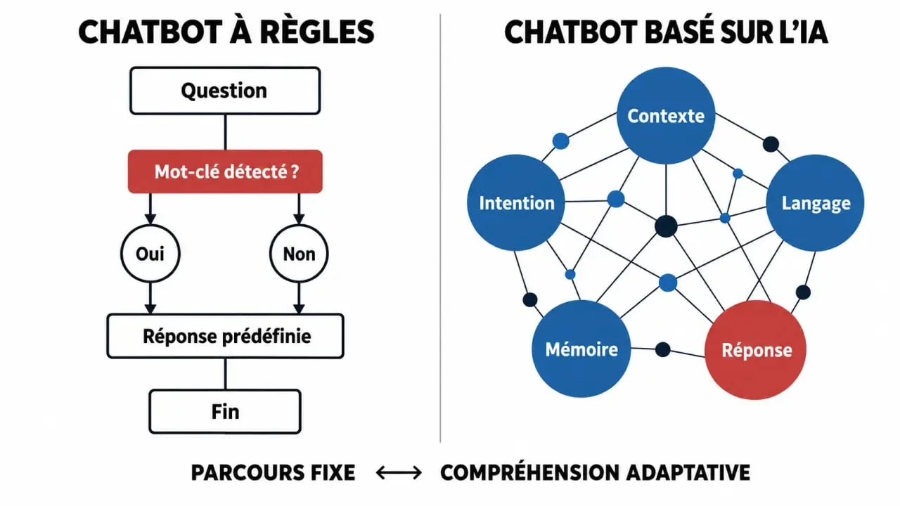 Comparaison entre un chatbot basé sur des règles et un chatbot basé sur l'IA pour un logiciel chatbot