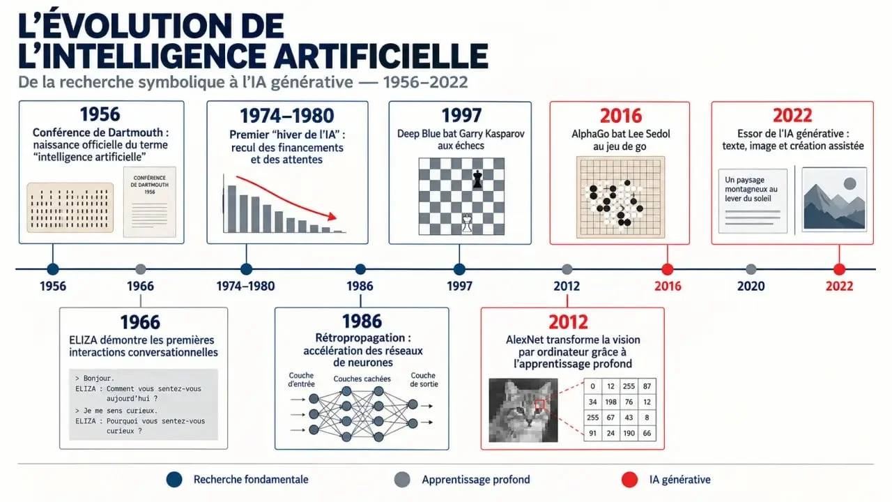 Frise chronologique de l'évolution de l'intelligence artificielle