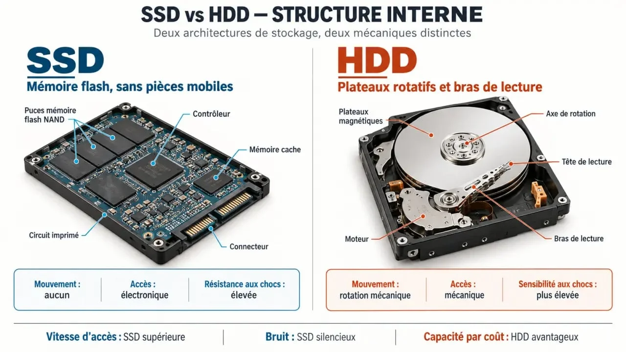 Comparaison technique entre le fonctionnement d'un SSD et d'un HDD