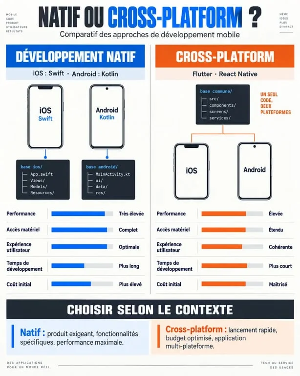 Comparatif des technologies pour une agence de développement d'application mobile : natif vs cross-platform