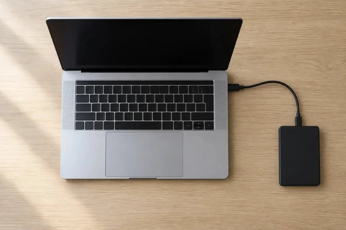 Sauvegarde des données sur disque dur externe avant de réinitialiser un ordinateur portable