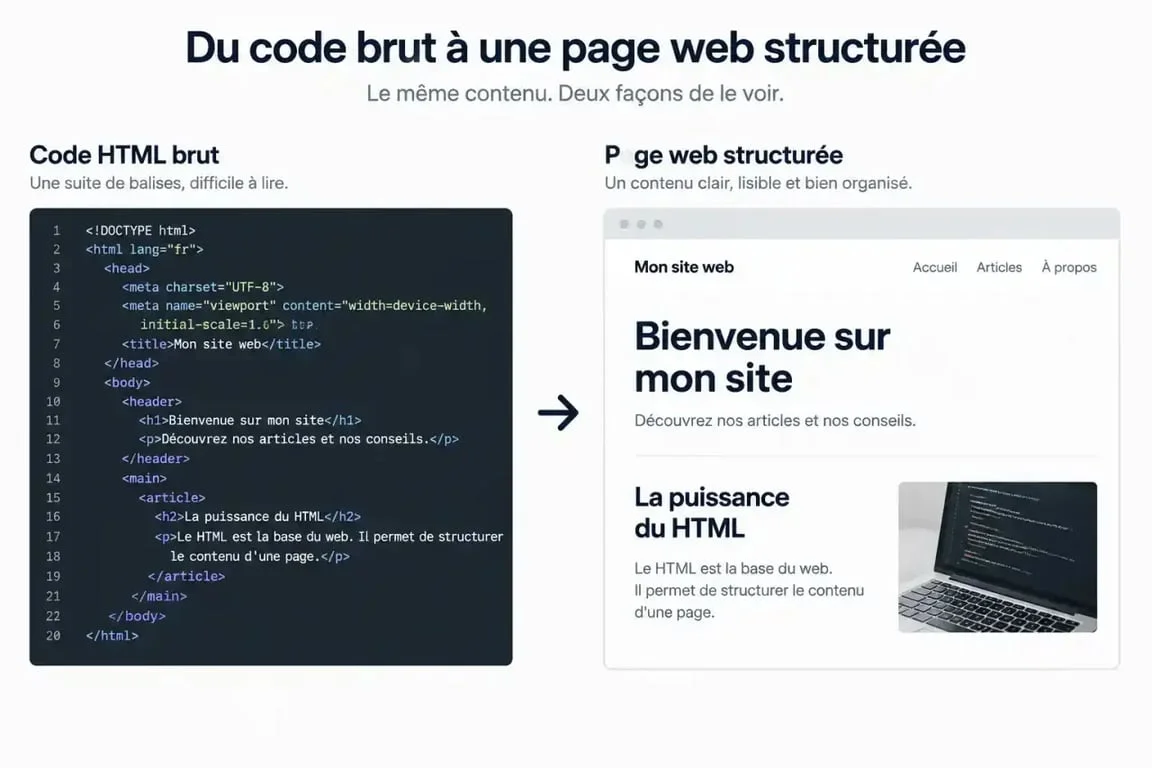 Visualisation du rendu d'un site web en HTML