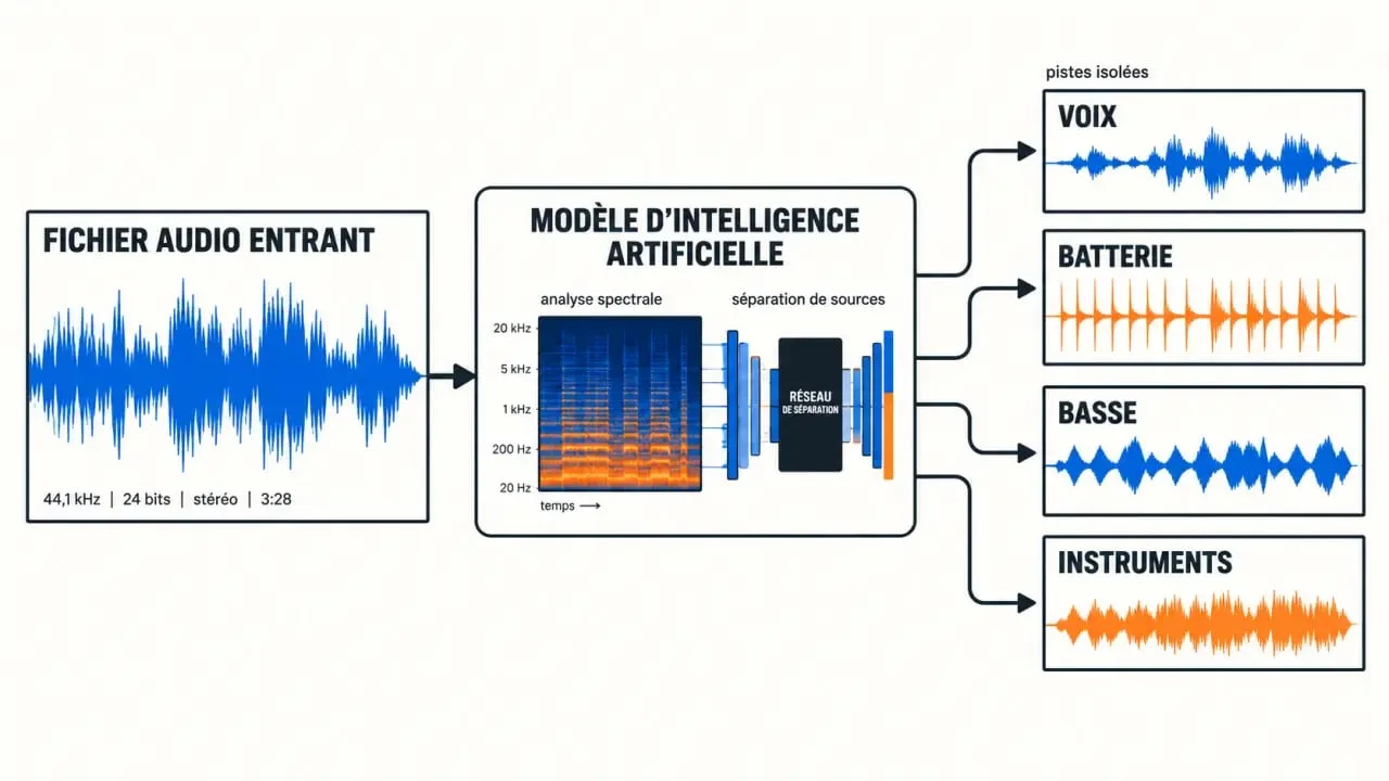 Processus de séparation de pistes audio par vocal separator