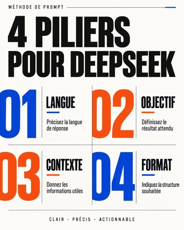 Les 4 piliers pour structurer un prompt efficace sur DeepSeek en français