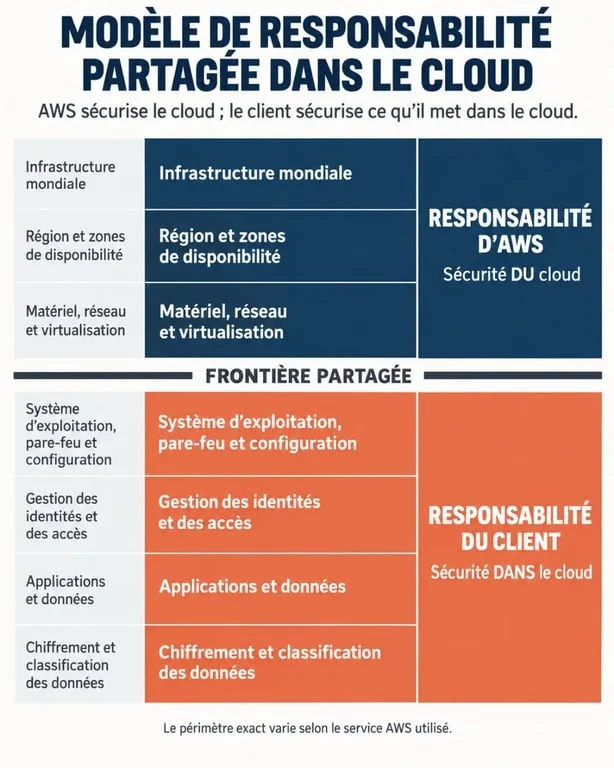 Modèle de responsabilité partagée AWS cloud tech pour la sécurité
