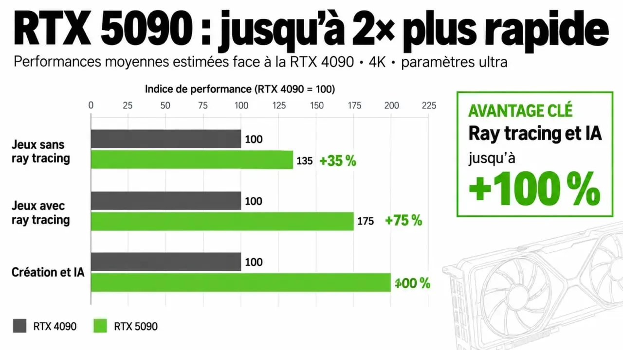 Comparatif de performances entre la carte graphique plus puissante RTX 5090 et la génération précédente